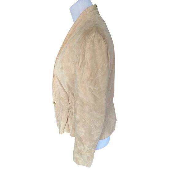 Vintage Suede leather Blazer Jacket Tan Women M L 80s Southwest Western boho - Picture 6 of 14
